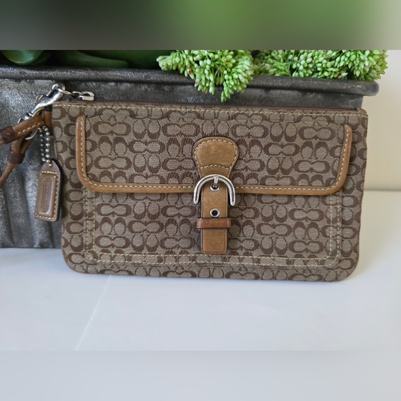 Vintage Y2K Coach Hamptons Tote British Tan + Signature C Wristlet Set - Picture 15 of 16